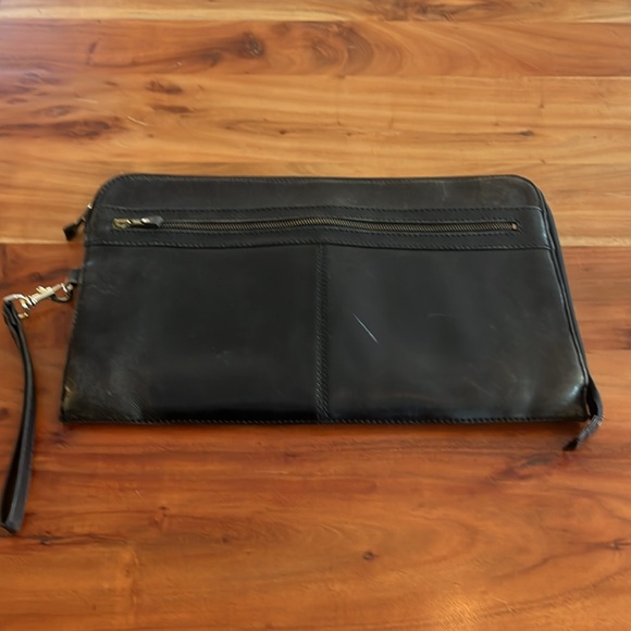 Vintage Men’s Umi Distressed Black Brown Leather Large Zip Portfolio Briefcase - Picture 13 of 14